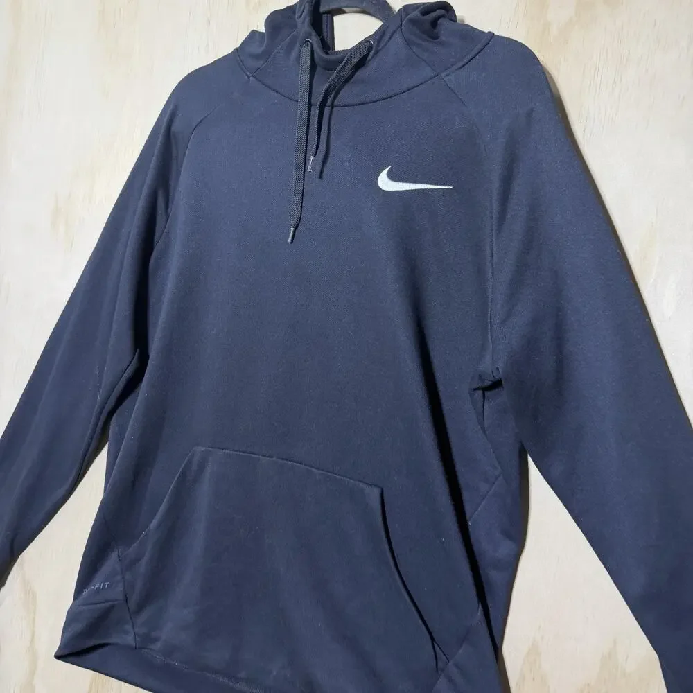 Nike Dri-Fit Hoodie Sweatshirt Black‎ Pullover Athletic Training Men’s L